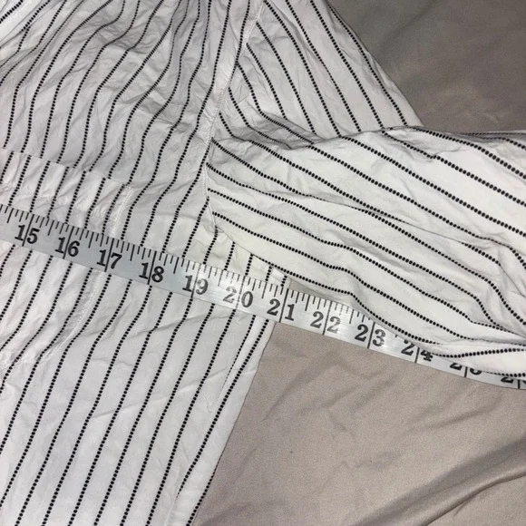 FRANK & EILEEN Joely Button Up Shirt Womens S White Black Stripe Cotton Italy - Picture 9 of 11
